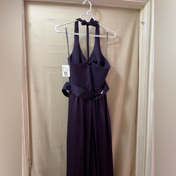 Vera Want White Elegant Purple Halter Maxi Dress or Gown with Side Slit Size 10 - Picture 10 of 12